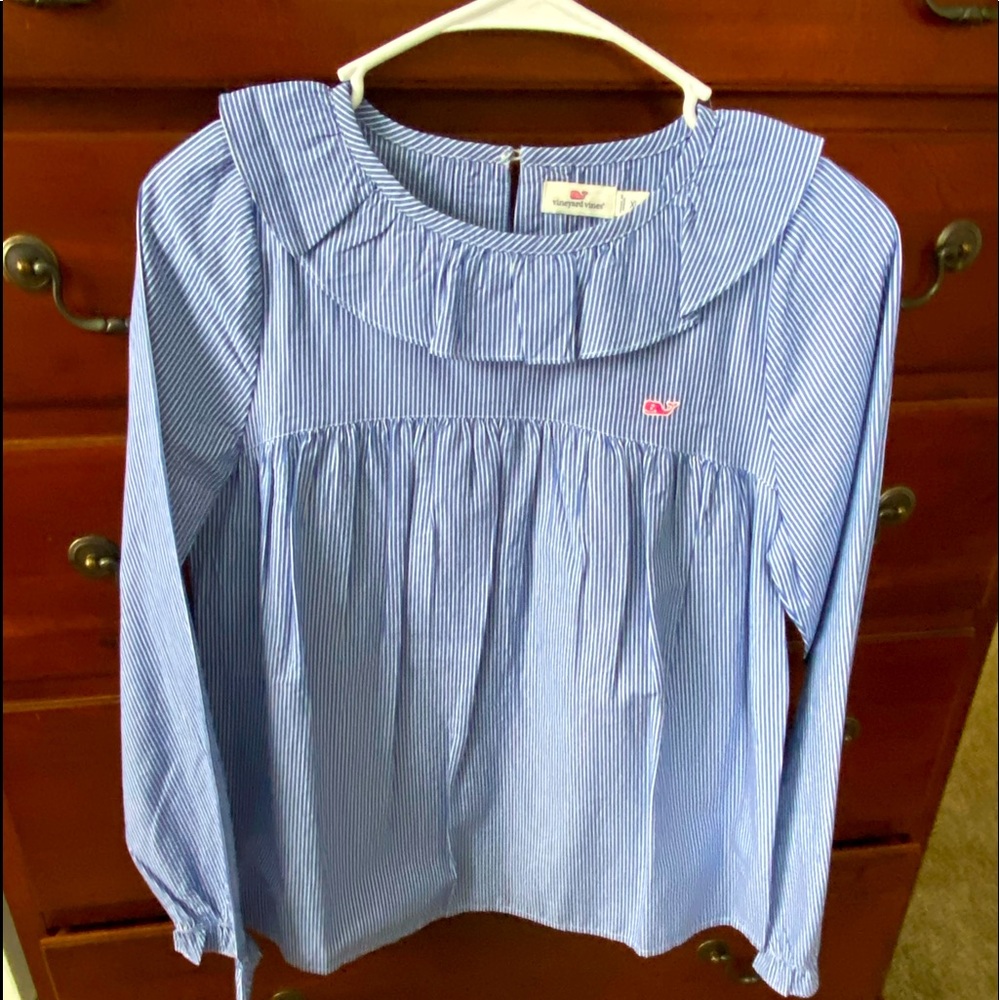 Vineyard Vines girls Blouse with Ruffle Size 14